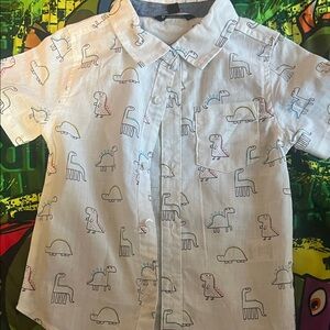Dinosaur Print Kids Shirt - White